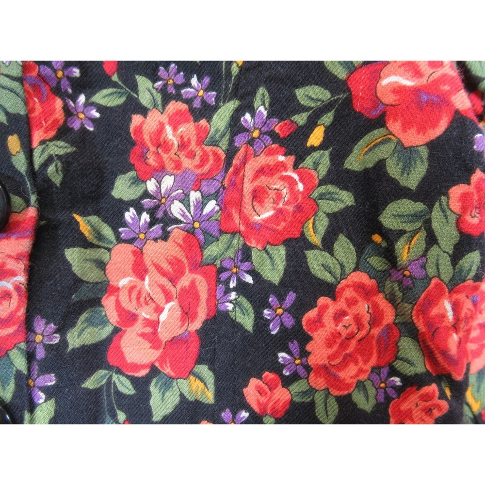 Vintage 90s Floral Bloomcore Dress Girls 5T Ruffles Long Sleeve Cotton - Picture 3 of 5